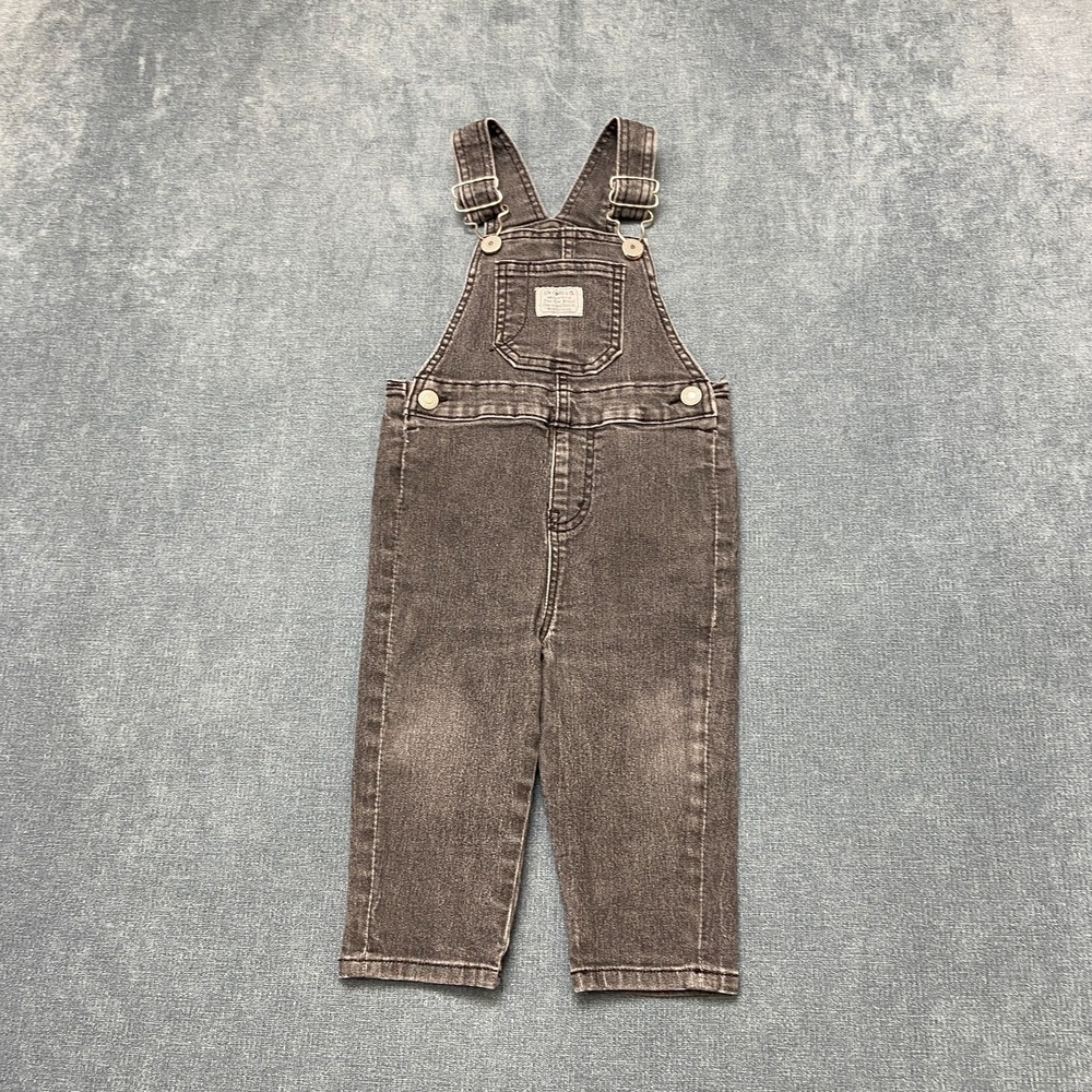 Levi's Denim Overalls Baby Boys 18M Gray Cotton Stretch Straight Leg Medium Wash